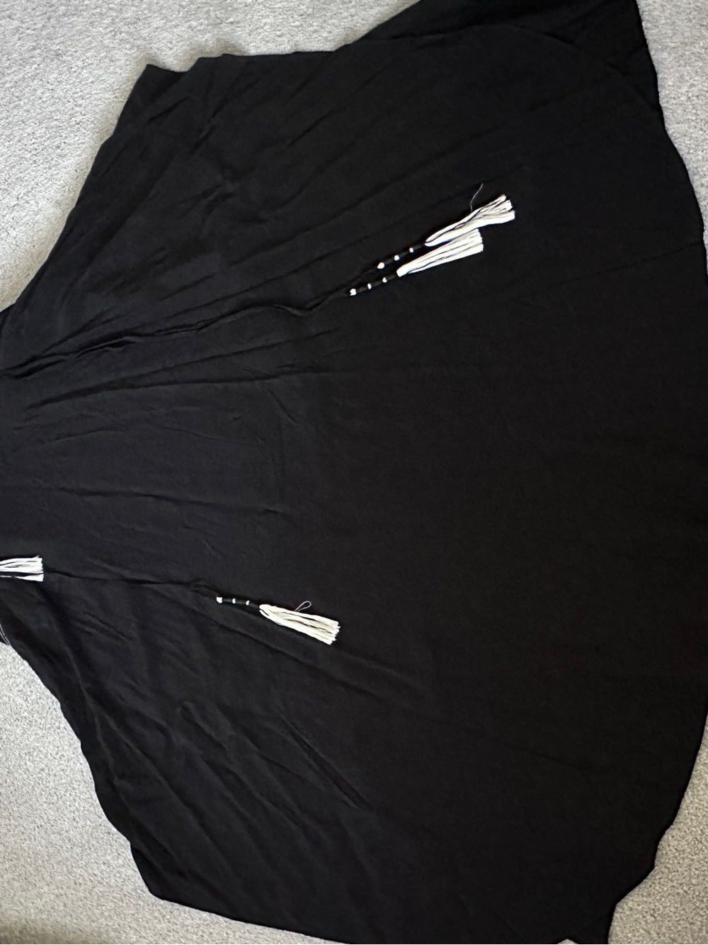 100% Silk Designer Black Asymmetric Midi Skirt W Adjustable Tassels Lined Size M - Picture 7 of 14